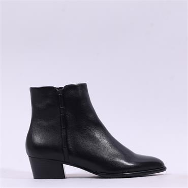 Regarde Le Ciel Lori Low Heel Ankle Boot - Black Leather